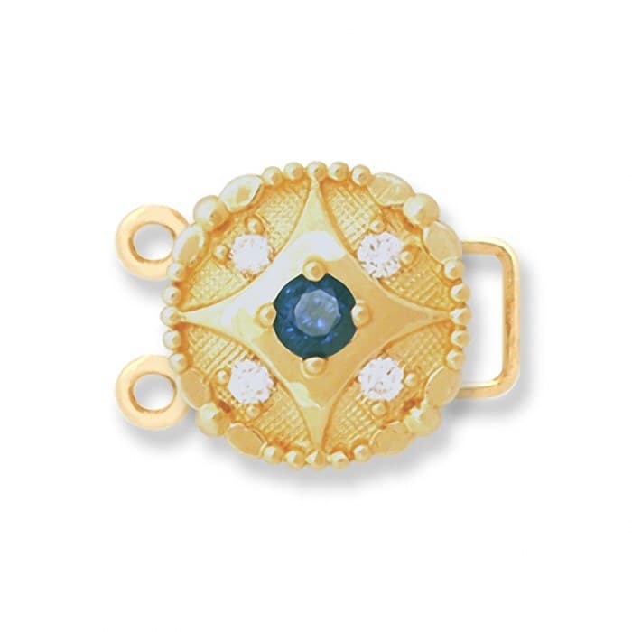 CL017 14kt Yellow Gold Blue Sapphire and Diamond top