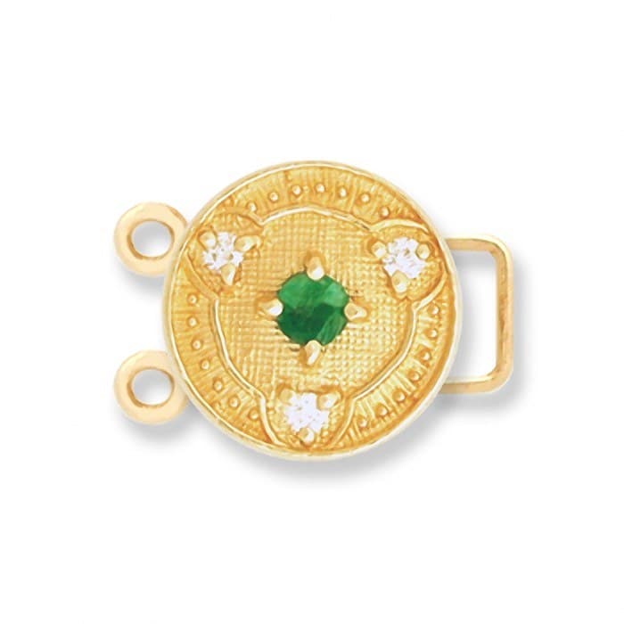 CL018 14kt Yellow Gold Emerald and Diamond top