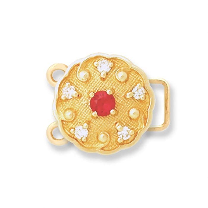 CL022 14kt Yellow Gold Ruby and Diamond top