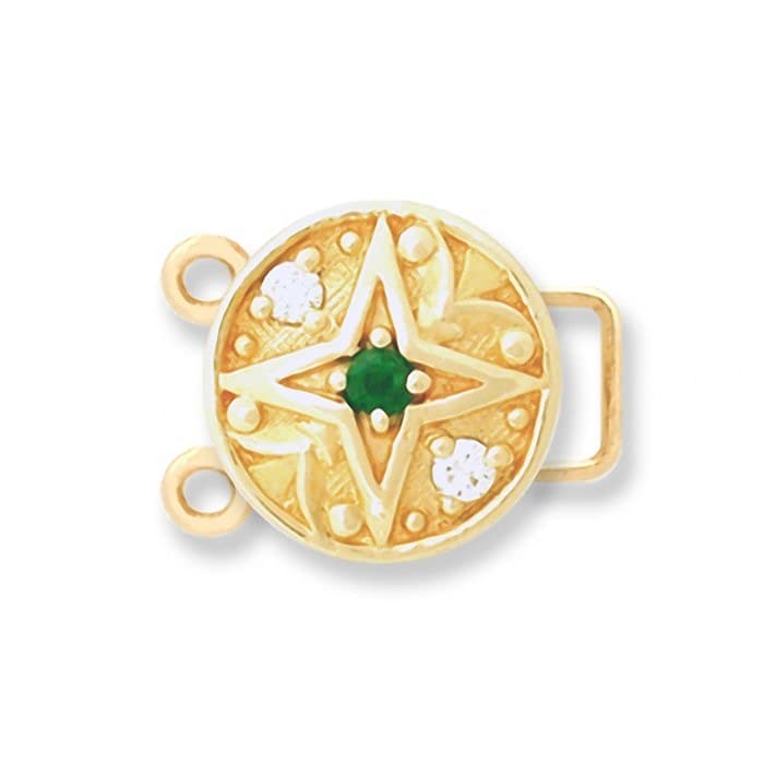 CL068 14kt Yellow Gold Emerald and Diamond top