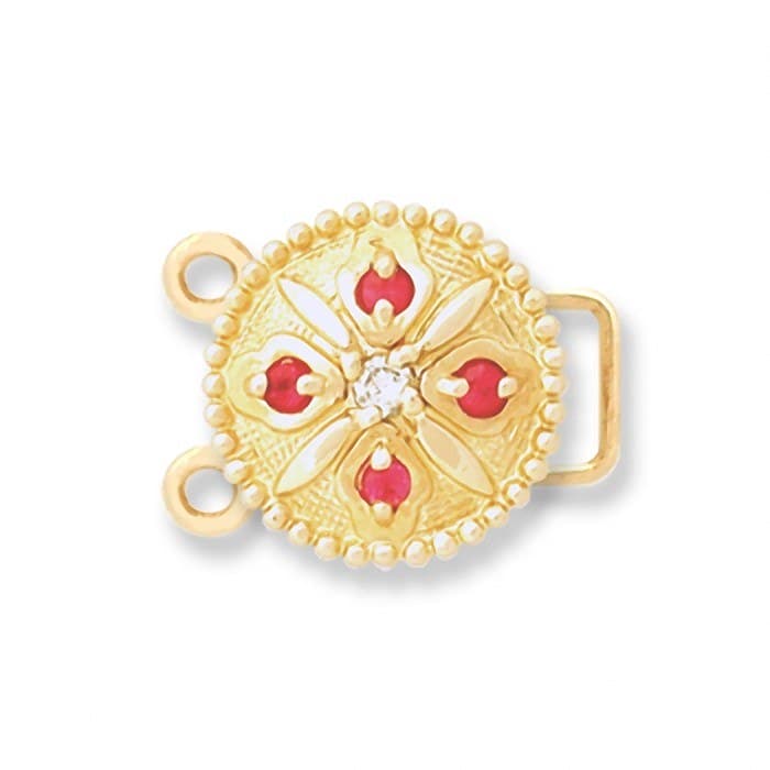 CL072 14kt Yellow Gold Diamond and Ruby top