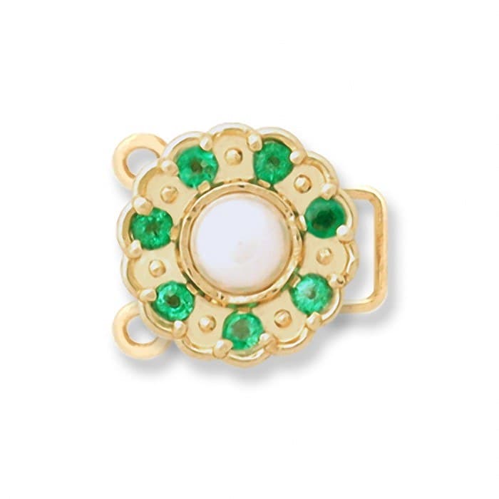 CL109 14kt Yellow Gold Pearl and Emerald top