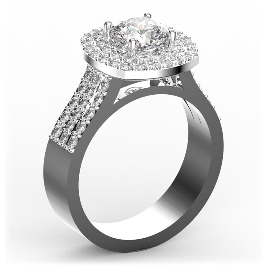 R0061 14kt White Gold Diamond and Diamond and Diamond and Diamond and Diamond side angle