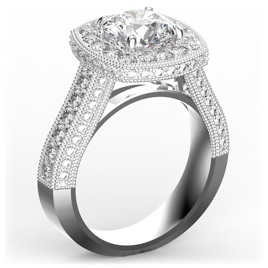 R0063 14kt White Gold Diamond and Diamond and Diamond and Diamond and Diamond side angle