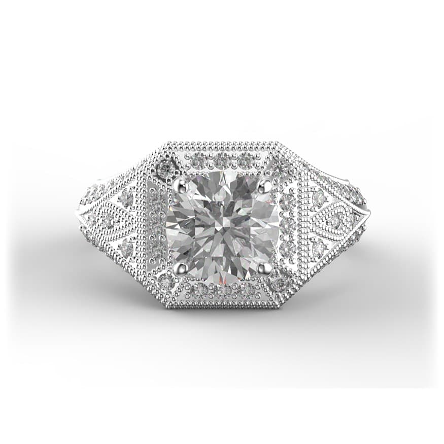 R0139 14kt White Gold Diamond and Diamond and Diamond and Diamond top