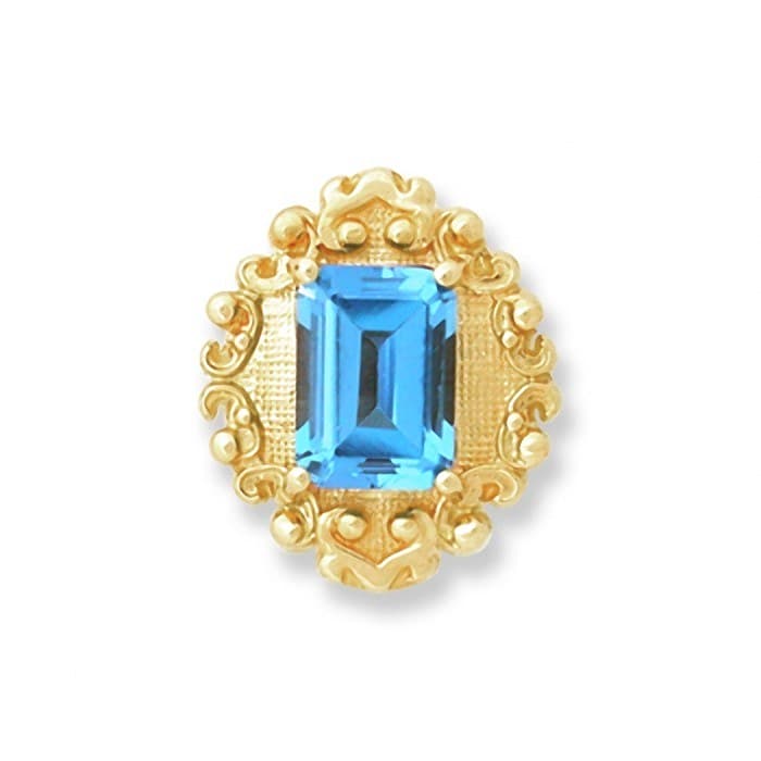 SL033 14kt Yellow Gold Swiss Blue Topaz top