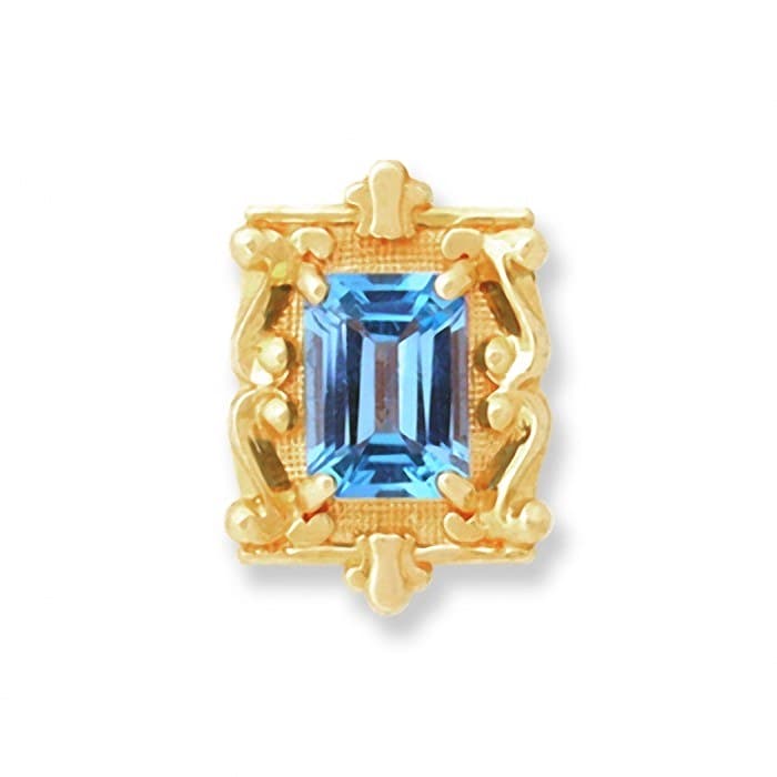 SL035 14kt Yellow Gold Swiss Blue Topaz top