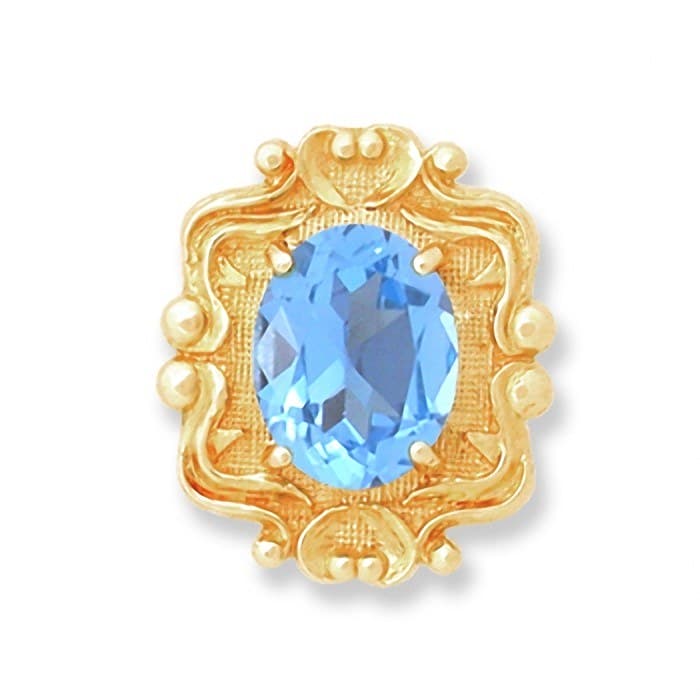 SL044 14kt Yellow Gold Swiss Blue Topaz top