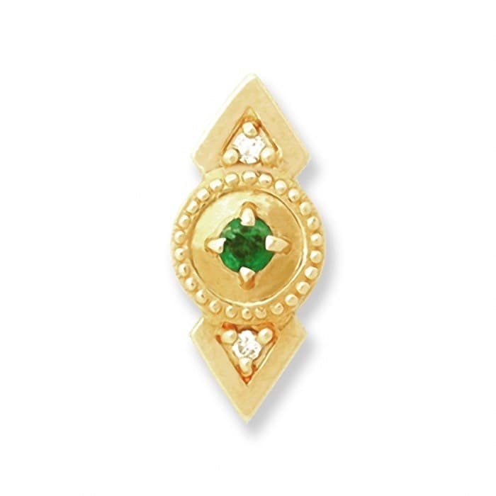 SL053 14kt Yellow Gold Emerald and Diamond top