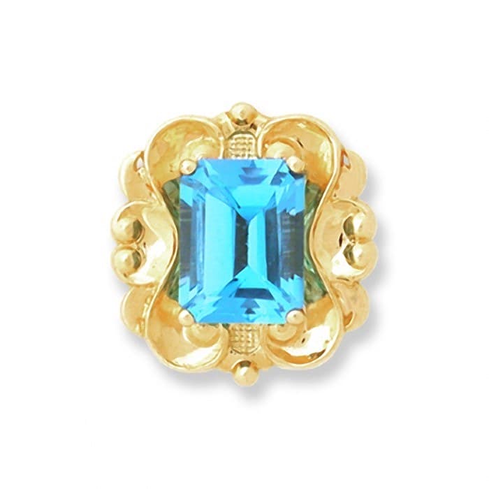 SL062 14kt Yellow Gold Swiss Blue Topaz top