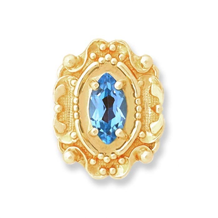 SL064 14kt Yellow Gold Swiss Blue Topaz top