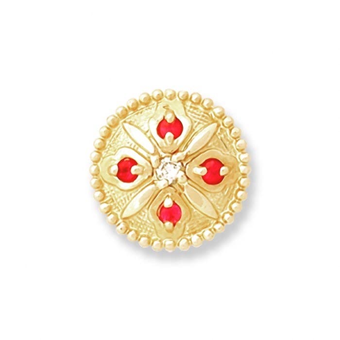 SL072 14kt Yellow Gold Diamond and Ruby top