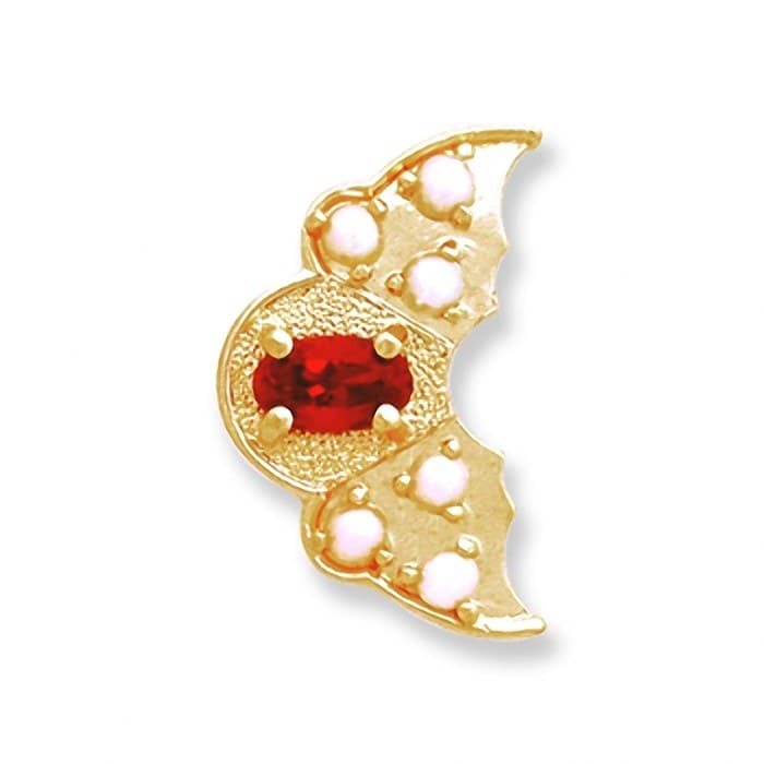 SL081A 14kt Yellow Gold Garnet and Pearl top