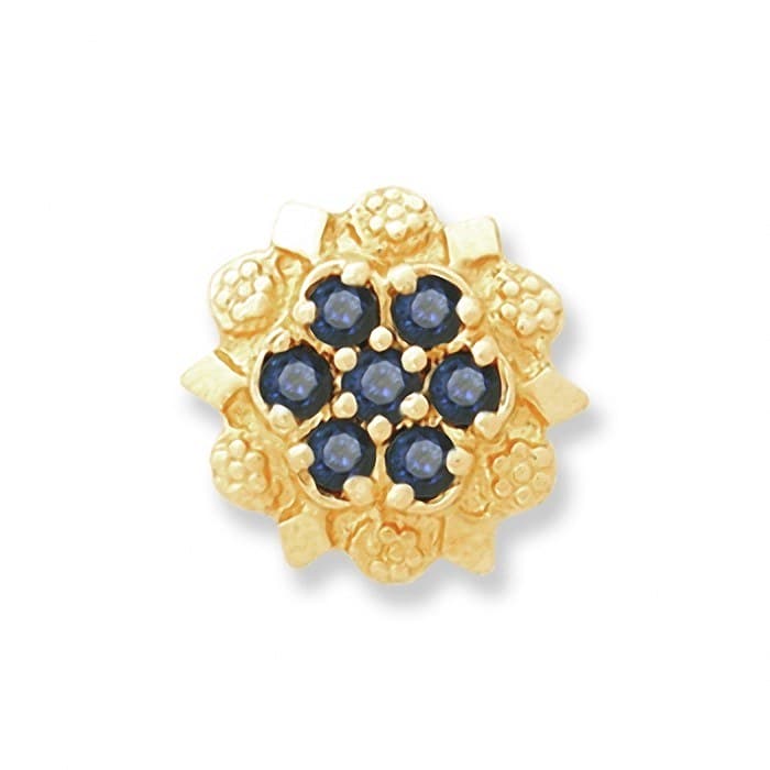 SL083 14kt Yellow Gold Blue Sapphire and Blue Sapphire top