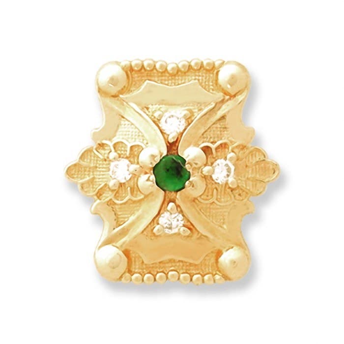 SL086 14kt Yellow Gold Emerald and Diamond top