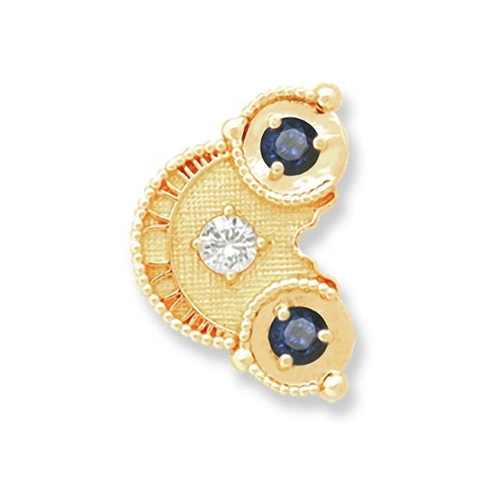 SL086A 14kt Yellow Gold Diamond and Blue Sapphire top