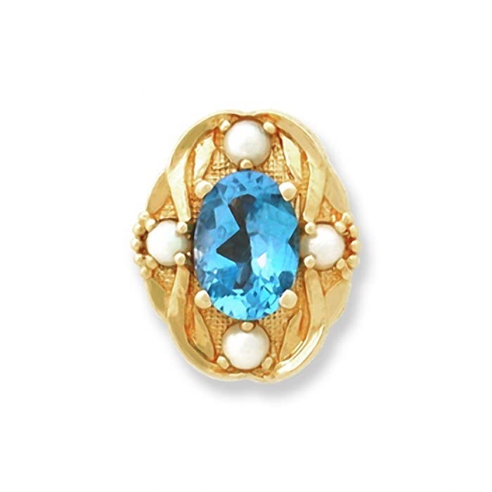 SL091 14kt Yellow Gold Swiss Blue Topaz and Pearl top