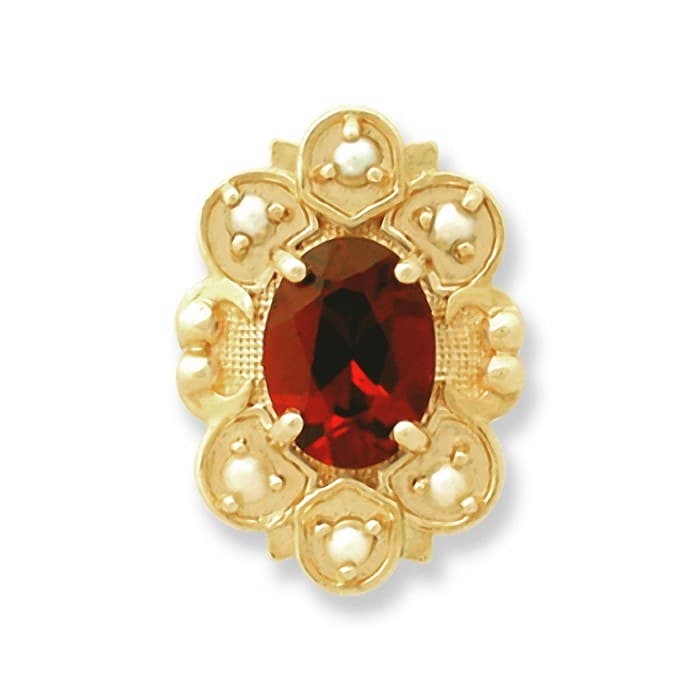 SL092 14kt Yellow Gold Garnet and Pearl top