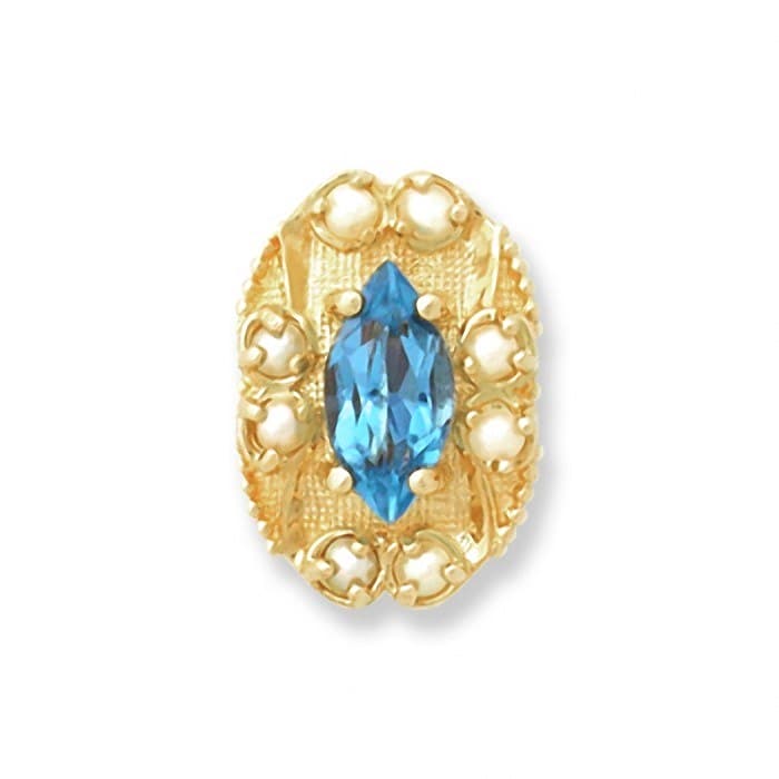 SL094 14kt Yellow Gold Swiss Blue Topaz and Pearl top