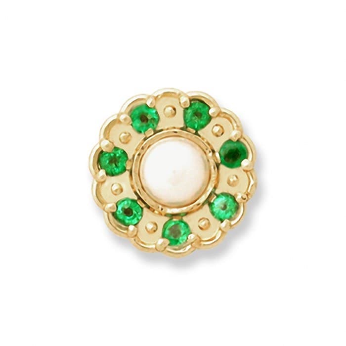 SL109 14kt Yellow Gold Pearl and Emerald top