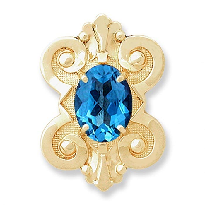 SL113 14kt Yellow Gold Swiss Blue Topaz top