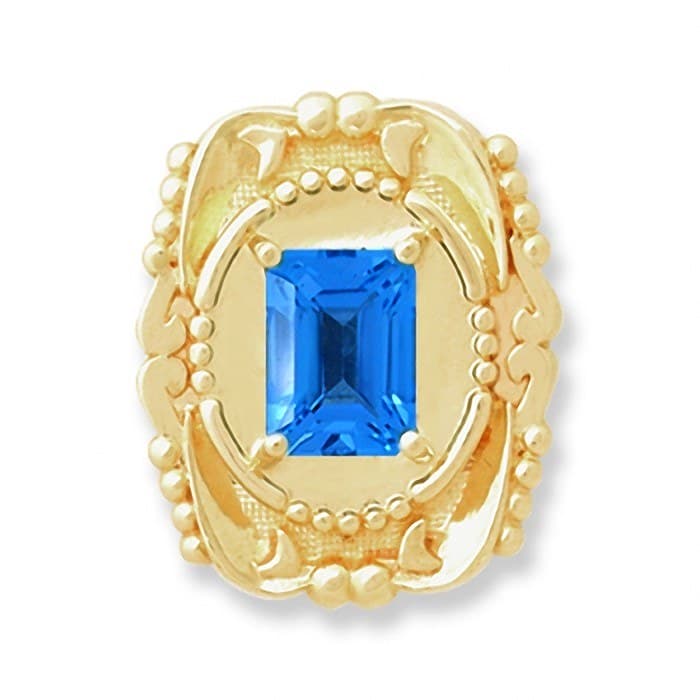 SL115 14kt Yellow Gold Swiss Blue Topaz top