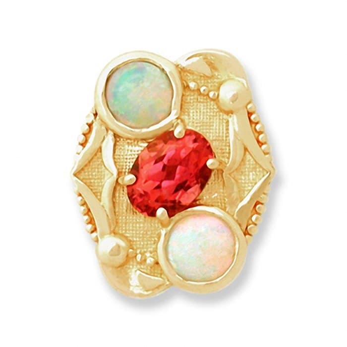 SL116 14kt Yellow Gold Pink Tourmaline and Opal top