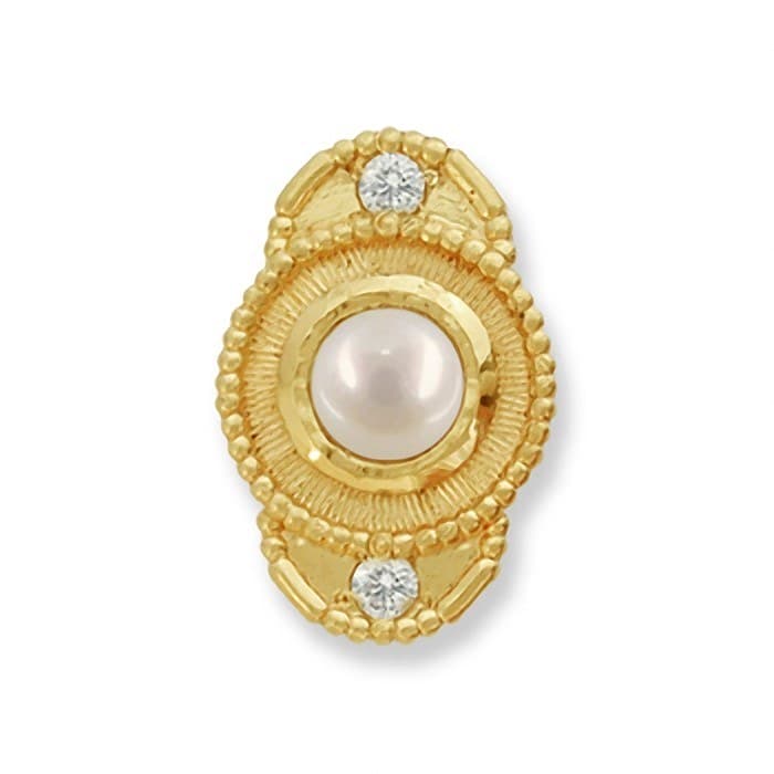 SL132 14kt Yellow Gold Pearl and Diamond top