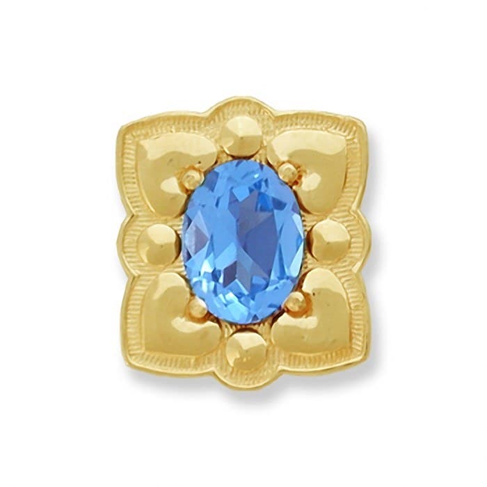 SL139 14kt Yellow Gold Swiss Blue Topaz top