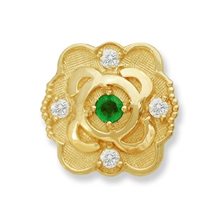 SL140 14kt Yellow Gold Emerald and Diamond top