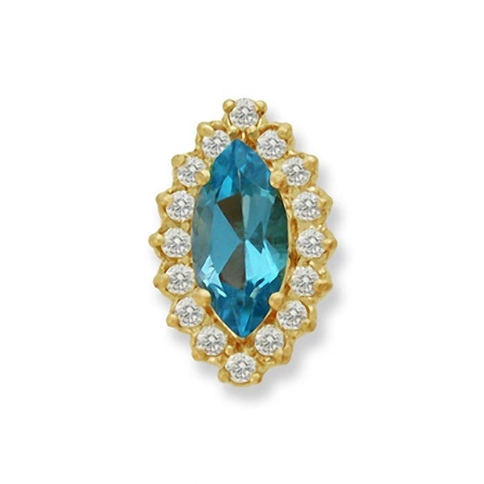 SL152 14kt Yellow Gold Swiss Blue Topaz and Diamond top