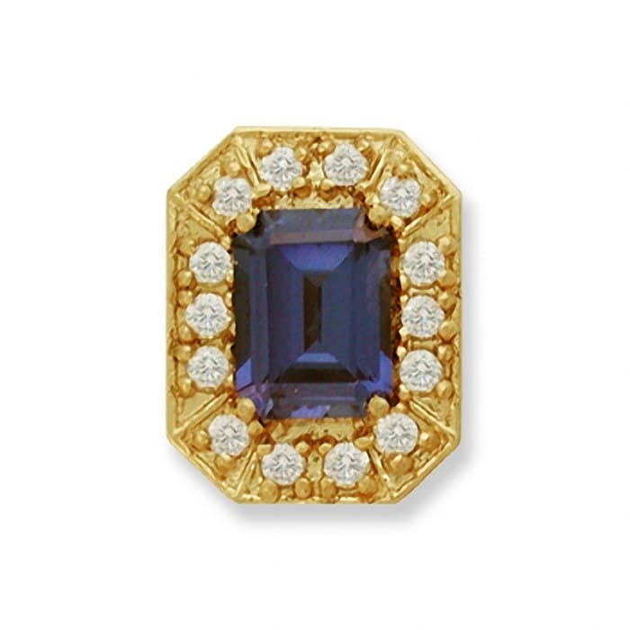 SL157 14kt Yellow Gold Iolite and Diamond top