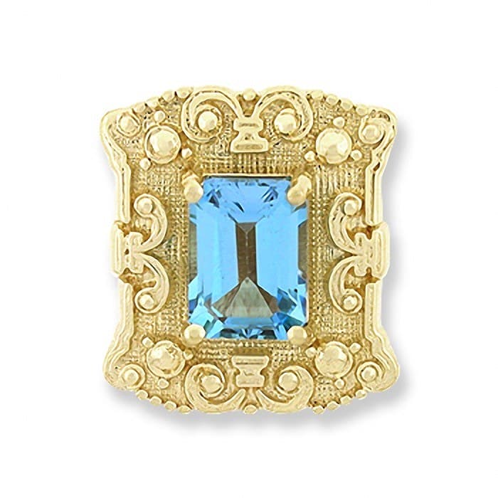 SL167 14kt Yellow Gold Swiss Blue Topaz top