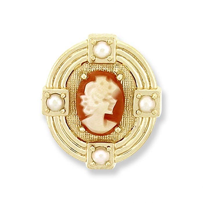 SL171 14kt Yellow Gold Cameo and Pearl top