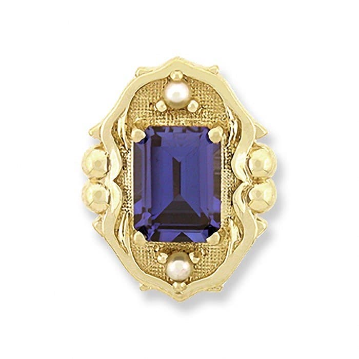 SL176 14kt Yellow Gold Iolite and Pearl top