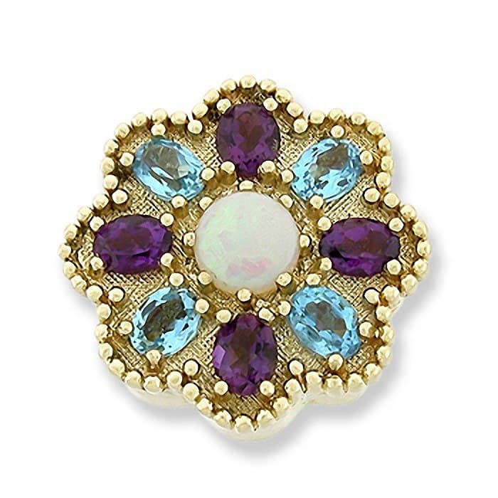 SL198 14kt Yellow Gold Opal and Amethyst and Swiss Blue Topaz top