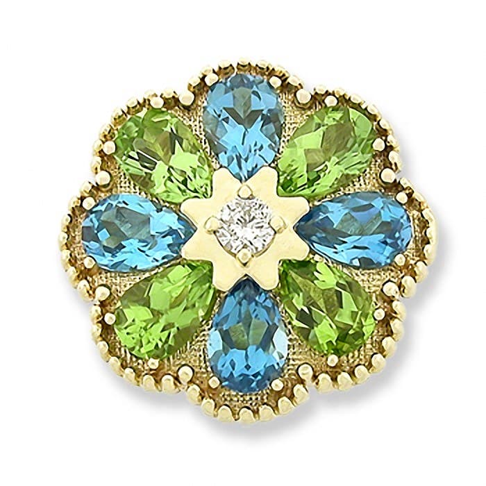 SL206 14kt Yellow Gold Diamond and Swiss Blue Topaz and Peridot top