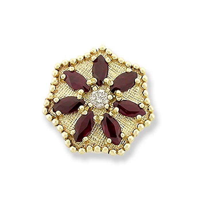 SL207 14kt Yellow Gold Diamond and Ruby top