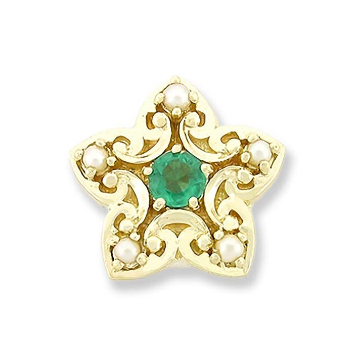 SL213 14kt Yellow Gold Emerald and Pearl top