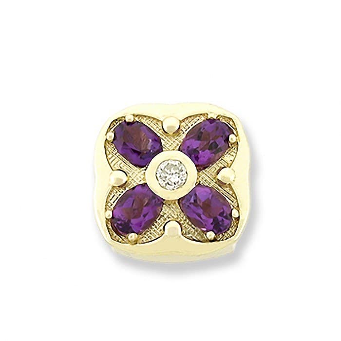 SL217 14kt Yellow Gold Diamond and Amethyst top