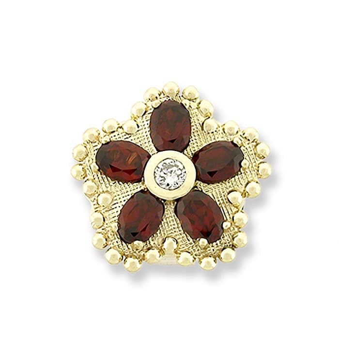 SL218 14kt Yellow Gold Diamond and Garnet top