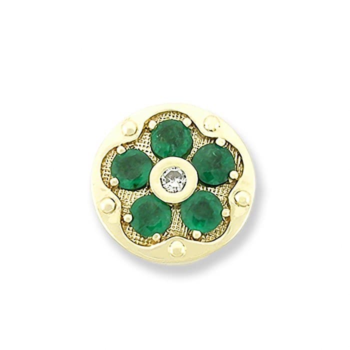 SL220 14kt Yellow Gold Diamond and Emerald top