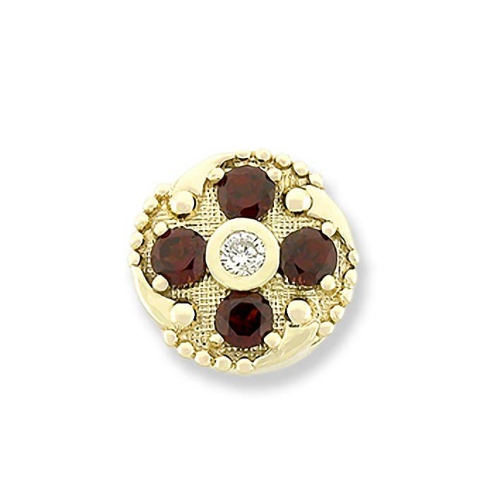 SL222 14kt Yellow Gold Diamond and Garnet top