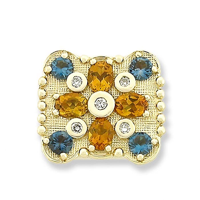 SL229 14kt Yellow Gold Diamond and Citrine and London Blue Topaz top