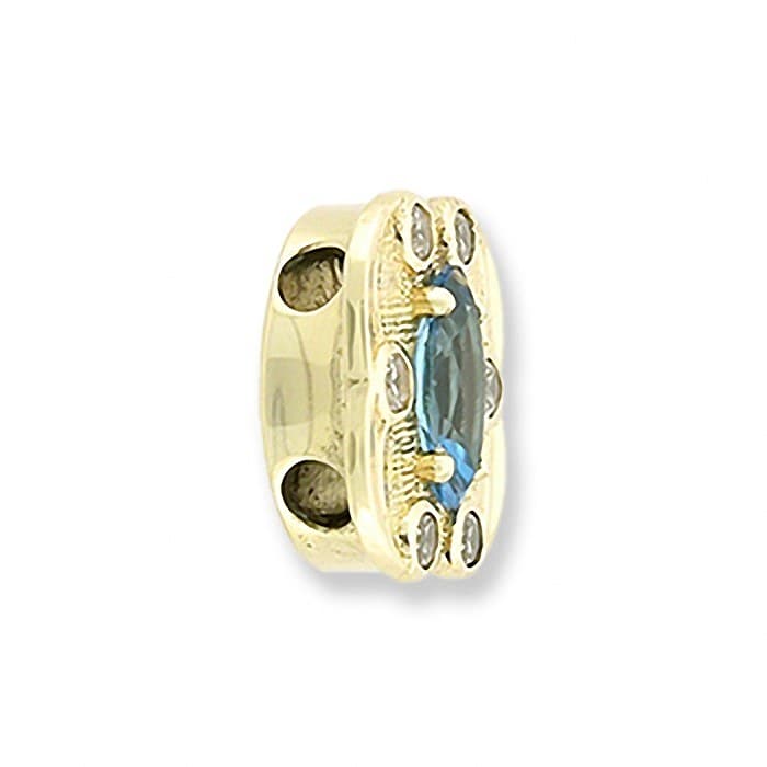 SL230 14kt Yellow Gold Swiss Blue Topaz and Diamond angle