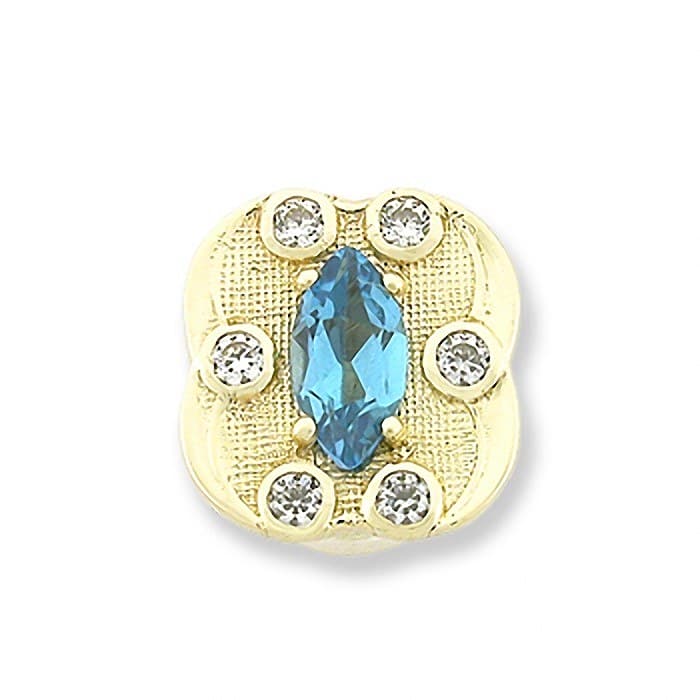 SL230 14kt Yellow Gold Swiss Blue Topaz and Diamond top