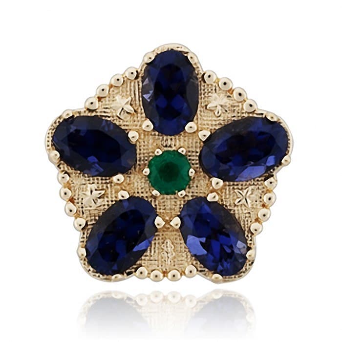 SL237 14kt Yellow Gold Emerald and Iolite top