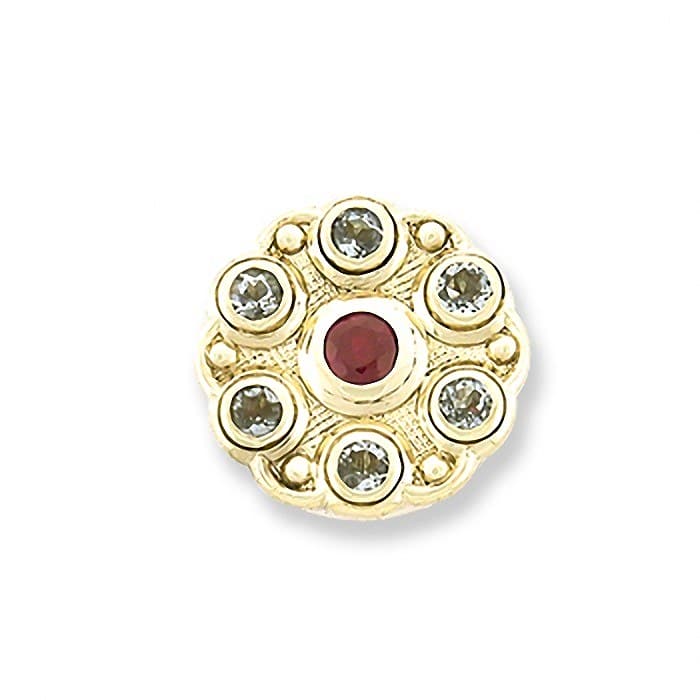 SL245 14kt Yellow Gold Ruby and Aquamarine top