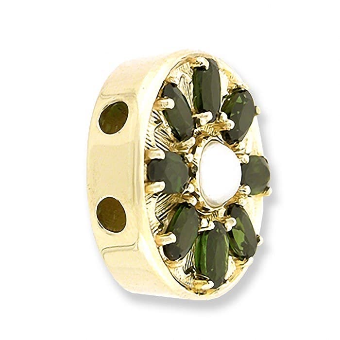 SL246 14kt Yellow Gold Pearl and Green Tourmaline angle