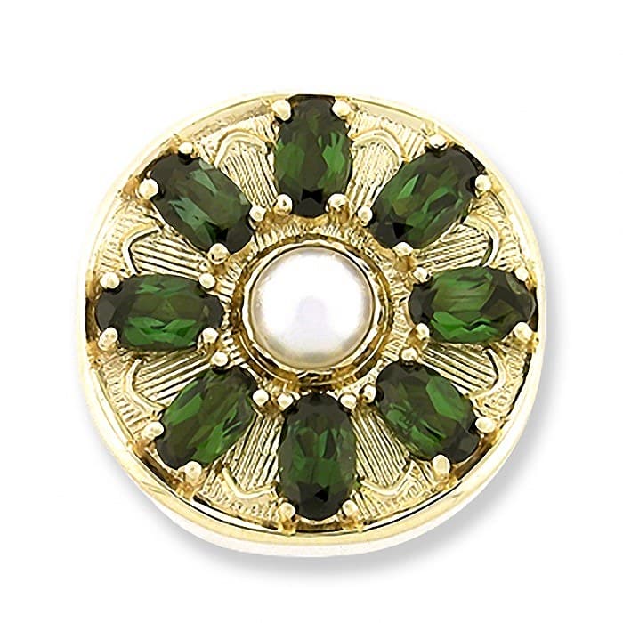 SL246 14kt Yellow Gold Pearl and Green Tourmaline top